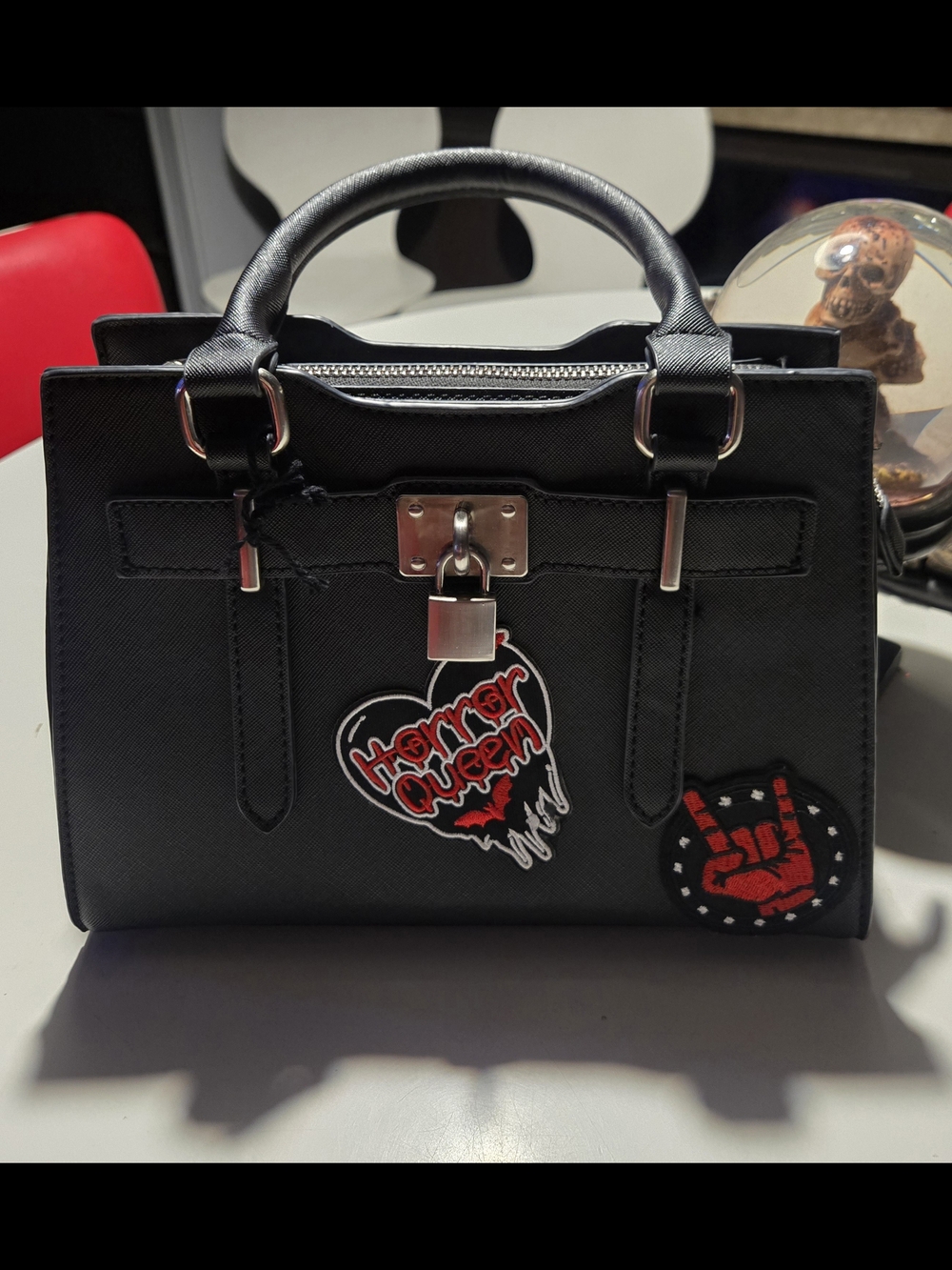 Black Handled Handbag. New Still Sealed! Rock N Roll Style. This Purse Is COOL!